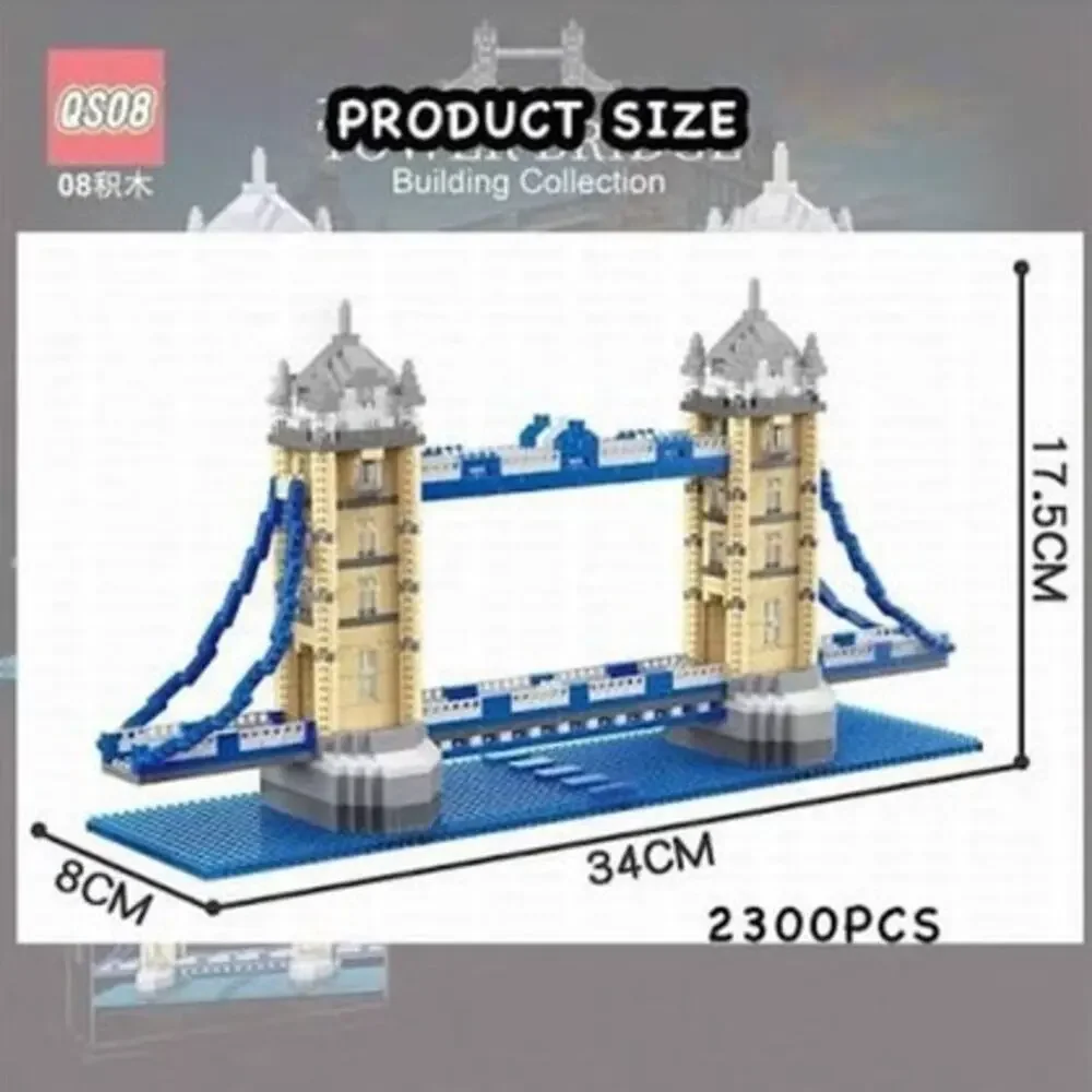 QS08 Tower Bridge 2,300-piece micro-brick architecture model NEW SEALED BOX
